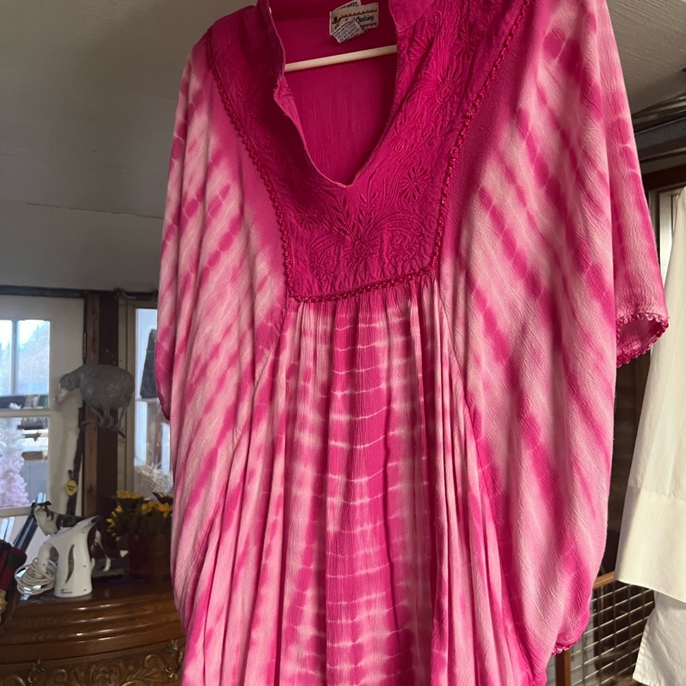 Pink tie dye boho style top